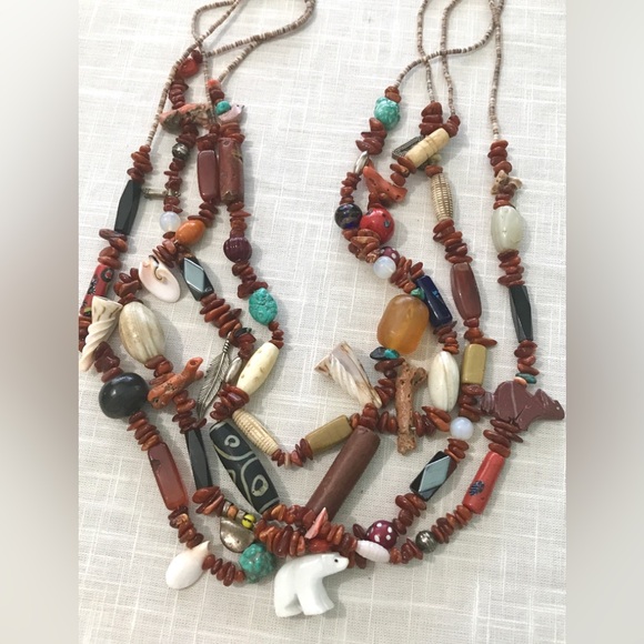 Jewelry - Santo Domingo Amazing 4 strand Fetish Coral Turquoise Necklace